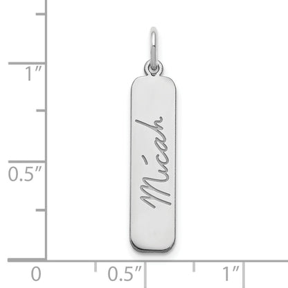 Sterling Silver Silver/Rhodium Plated Signature Bar Charm