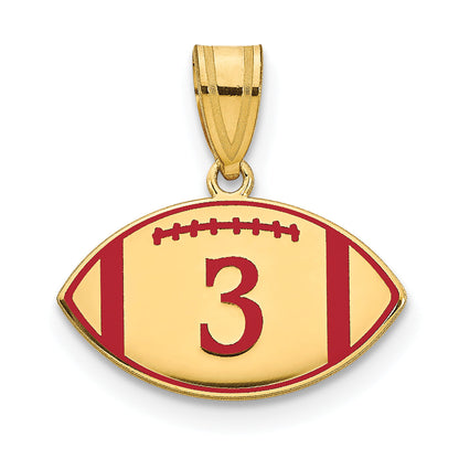 14K Yellow Gold Personalized Football Epoxy Pendant