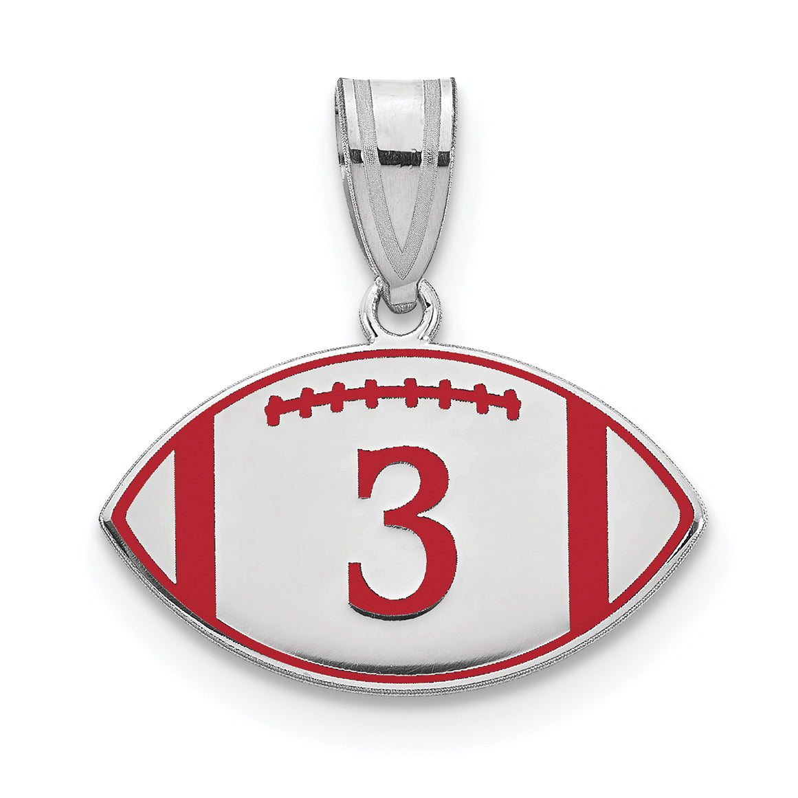 Sterling Silver Rhodium Plated Personalized Football Epoxy Pendant