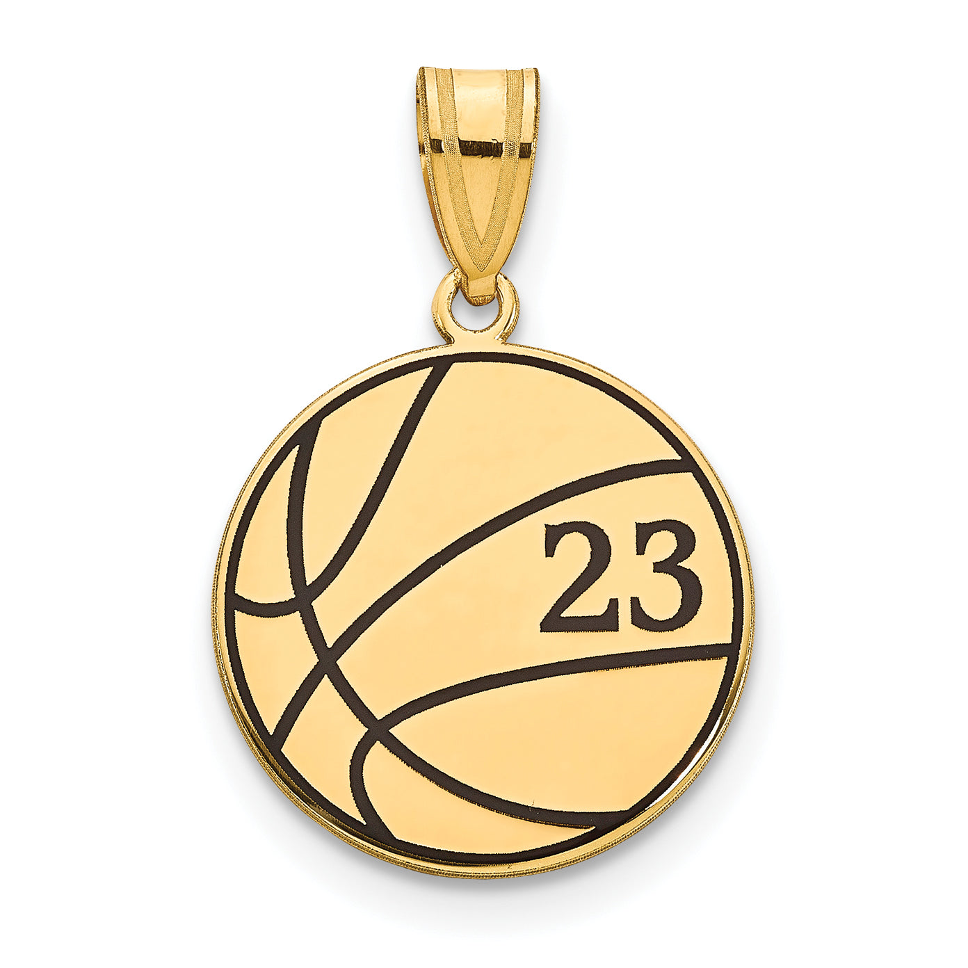Gold Plated Sterling Silver/Gold Basketball Epoxy Pendant