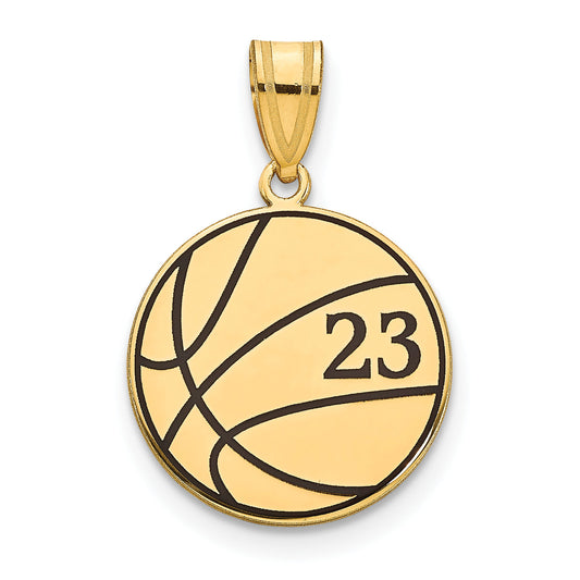 Gold Plated Sterling Silver/Gold Basketball Epoxy Pendant