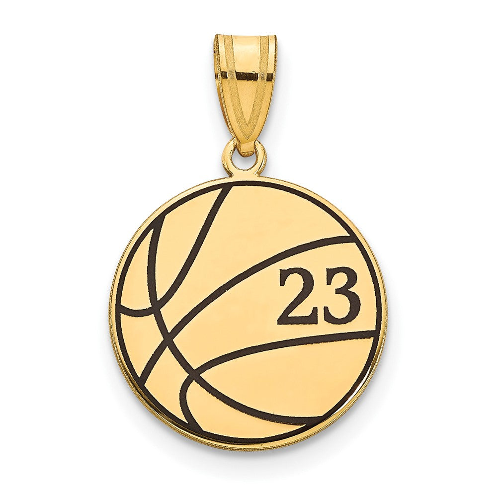 14K Yellow Gold Personalized Basketball Epoxy Pendant