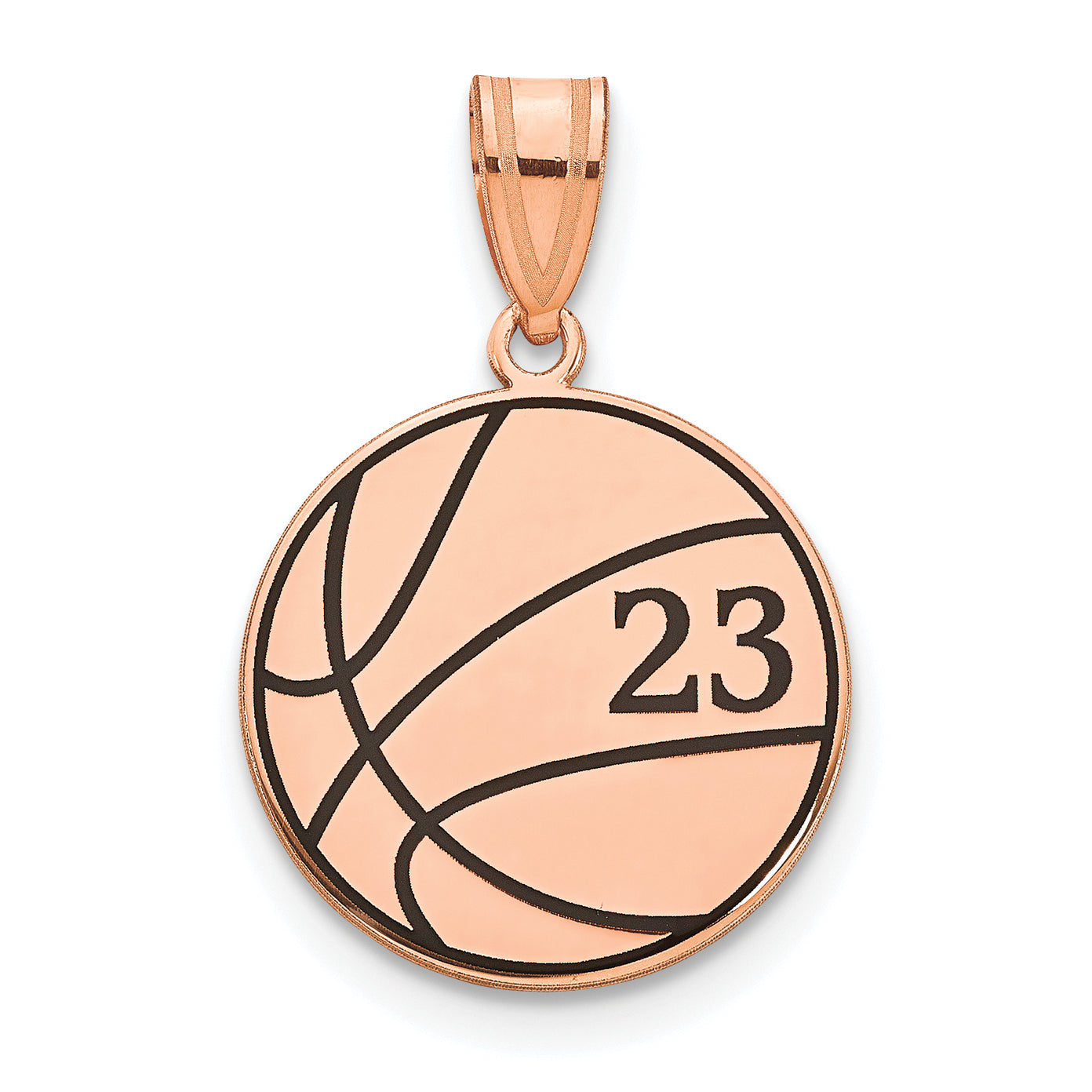 14K Rose Gold Basketball Epoxy Pendant