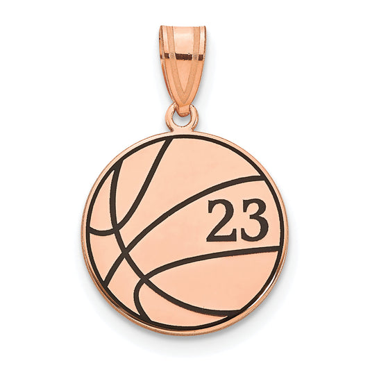 14K Rose Gold Basketball Epoxy Pendant