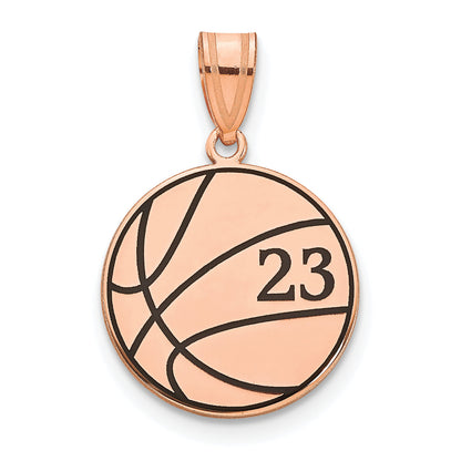 Rose Plated Sterling Silver/Rose Basketball Epoxy Pendant