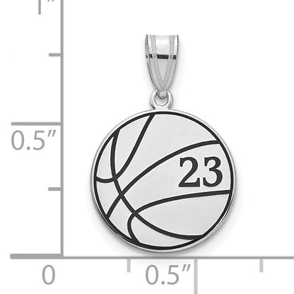 14K White Gold Personalized Basketball Epoxy Pendant