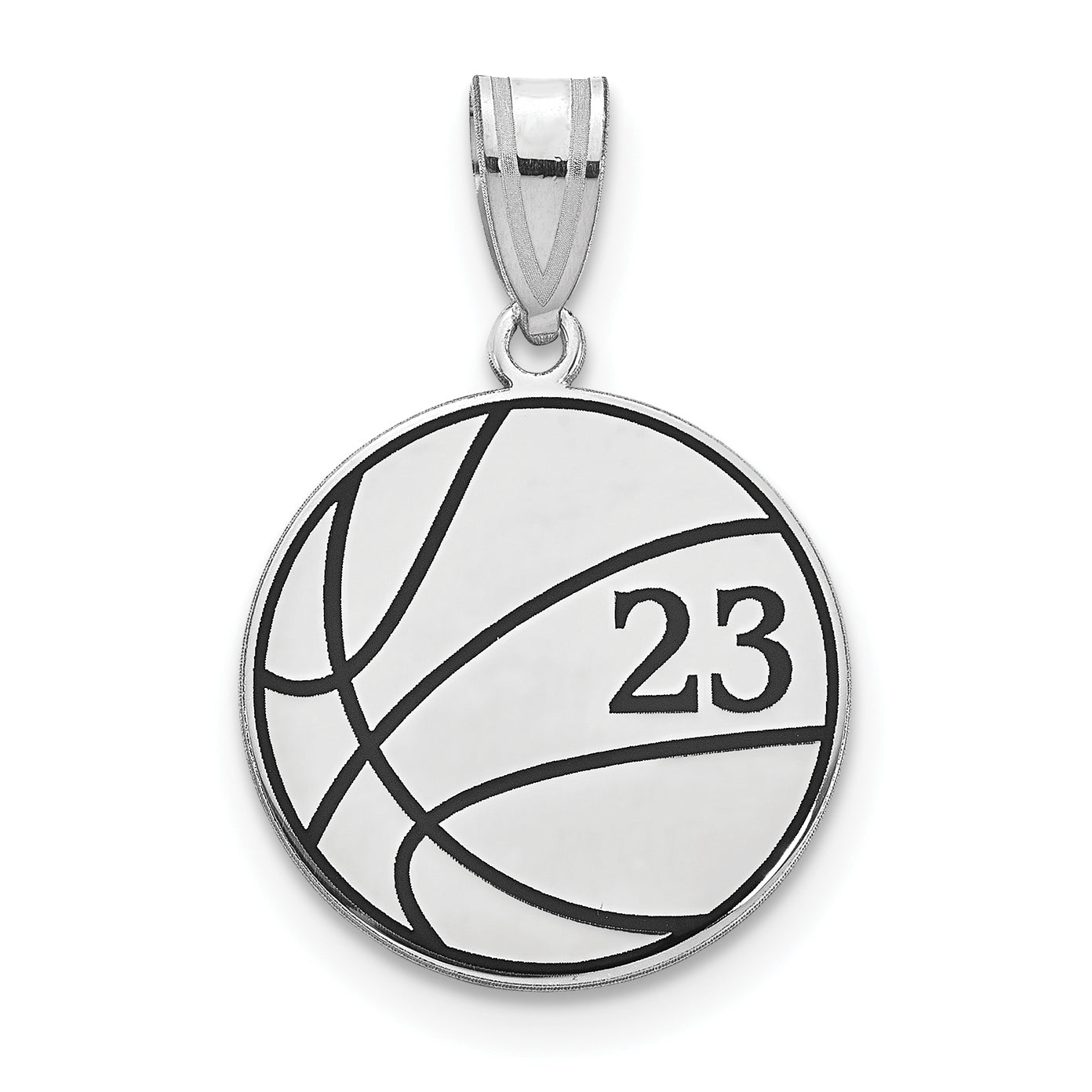 14K White Gold Personalized Basketball Epoxy Pendant