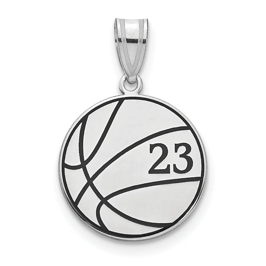 14K White Gold Personalized Basketball Epoxy Pendant
