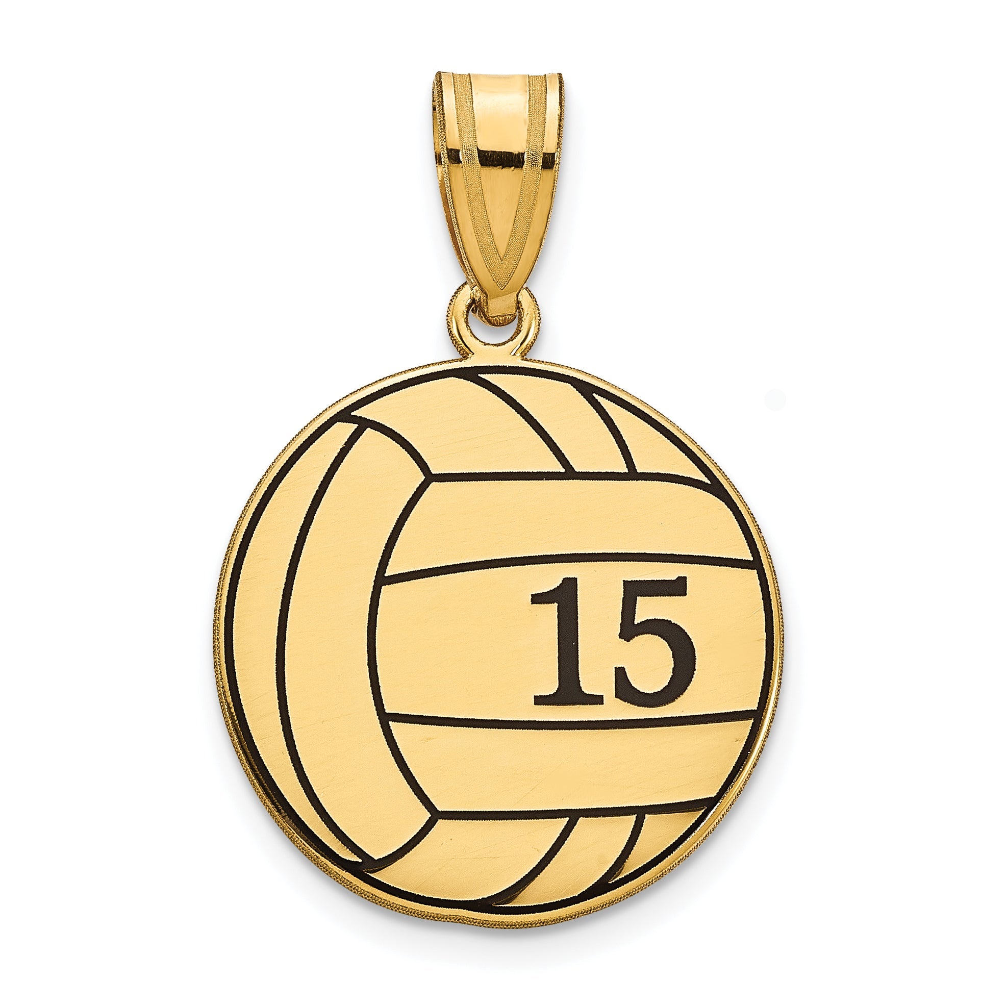 Gold Plated Sterling Silver/Gold Personalized Volleyball With Enameled Pendant