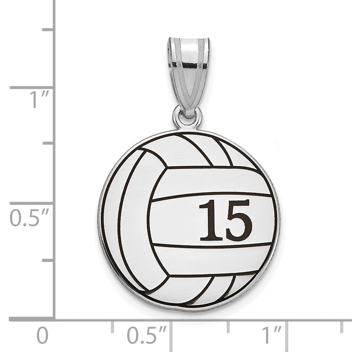 14K White Gold 14Kw Personalized Volleyball With Enameled Pendant