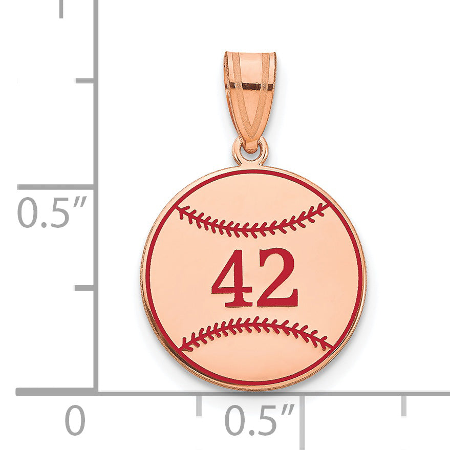 Rose Plated Sterling Silver/Rose Gold Personalized Baseball Epoxy Pendant