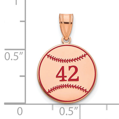 Rose Plated Sterling Silver/Rose Gold Personalized Baseball Epoxy Pendant