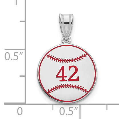 14K White Gold Personalized Baseball Epoxy Pendant