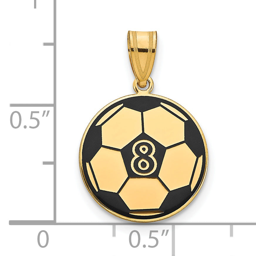 14K Yellow Gold Personalized Soccer Ball Epoxy Pendant