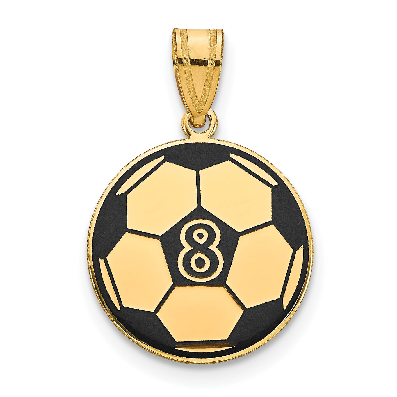 14K Yellow Gold Personalized Soccer Ball Epoxy Pendant