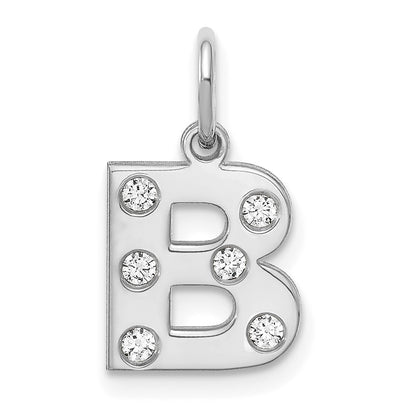 Sterling Silver Silver/Rhodium Plated Initial With Diamonds Charm