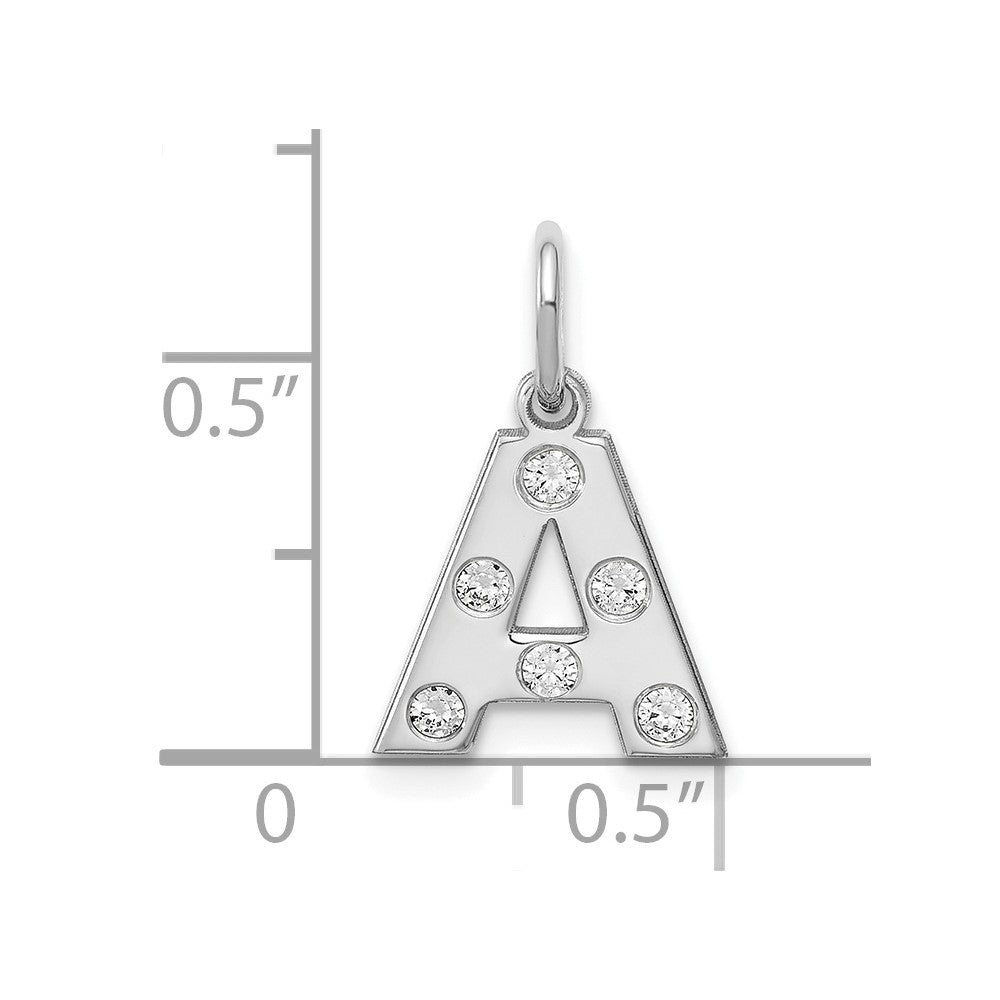 Sterling Silver Silver/Rhodium Plated Initial With Diamonds Charm