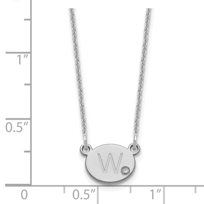 14K White Gold Oval Initial With Diamond Necklace