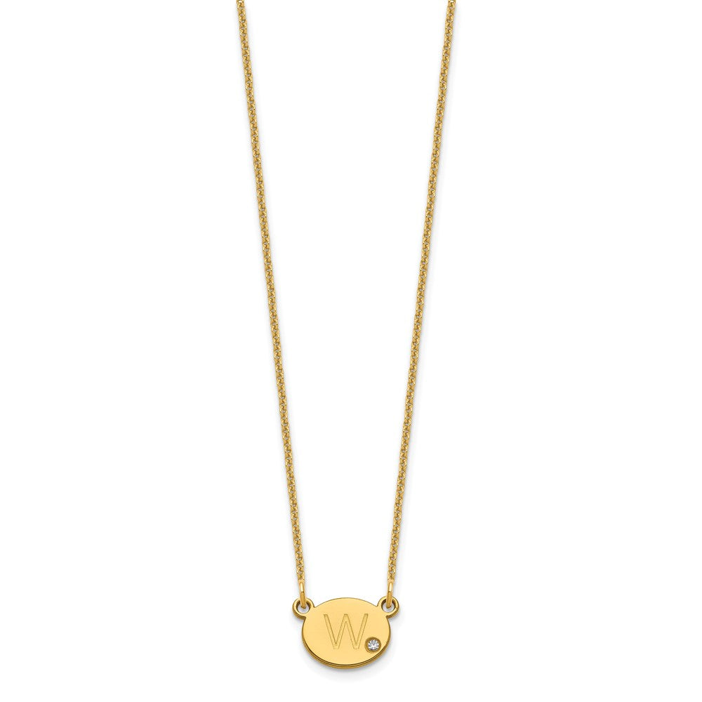 14K Yellow Gold Oval Initial With Diamond Necklace