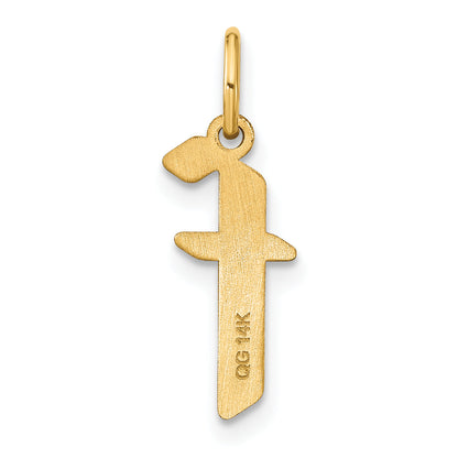 14k Yellow Gold 14ky Lowercase Letter F Initial Pendant
