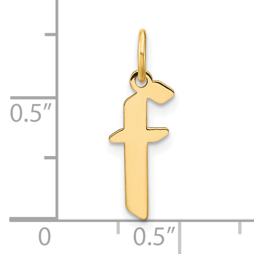 14k Yellow Gold 14ky Lowercase Letter F Initial Pendant