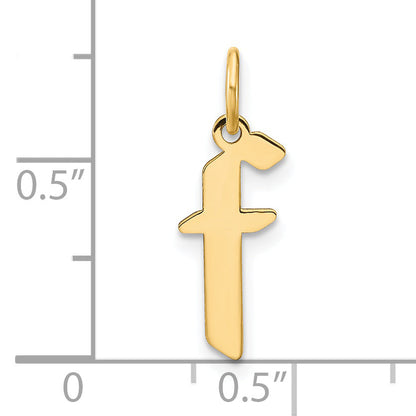 14k Yellow Gold 14ky Lowercase Letter F Initial Pendant