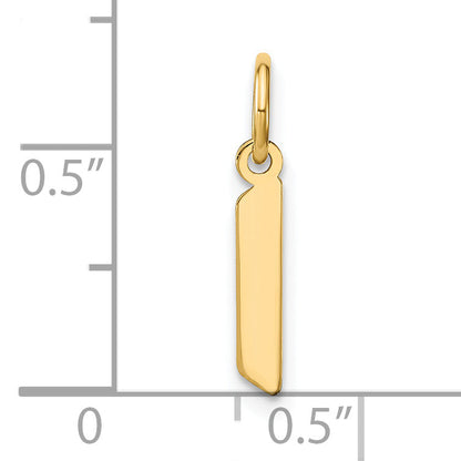 14k Yellow Gold 14ky Lowercase Letter L Initial Pendant