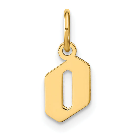14k Yellow Gold 14ky Lowercase Letter O Initial Pendant