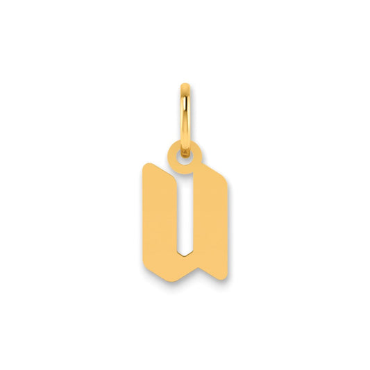 14K Yellow Gold 14Ky Lowercase Letter U Initial Pendant
