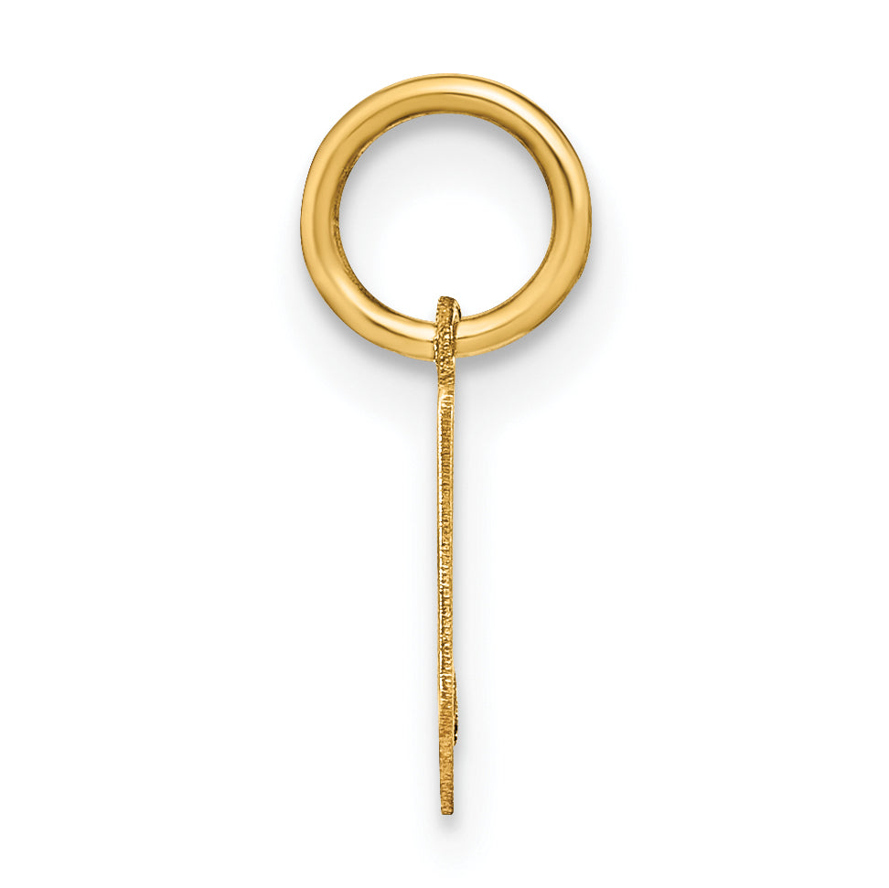 14k Yellow Gold 14ky Lowercase Letter V Initial Pendant