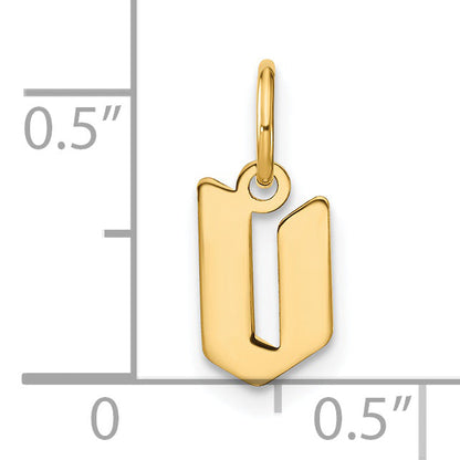 14k Yellow Gold 14ky Lowercase Letter V Initial Pendant