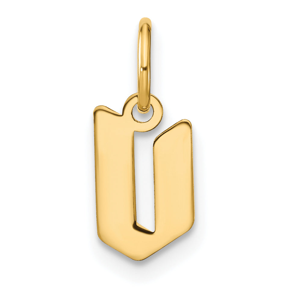 14k Yellow Gold 14ky Lowercase Letter V Initial Pendant