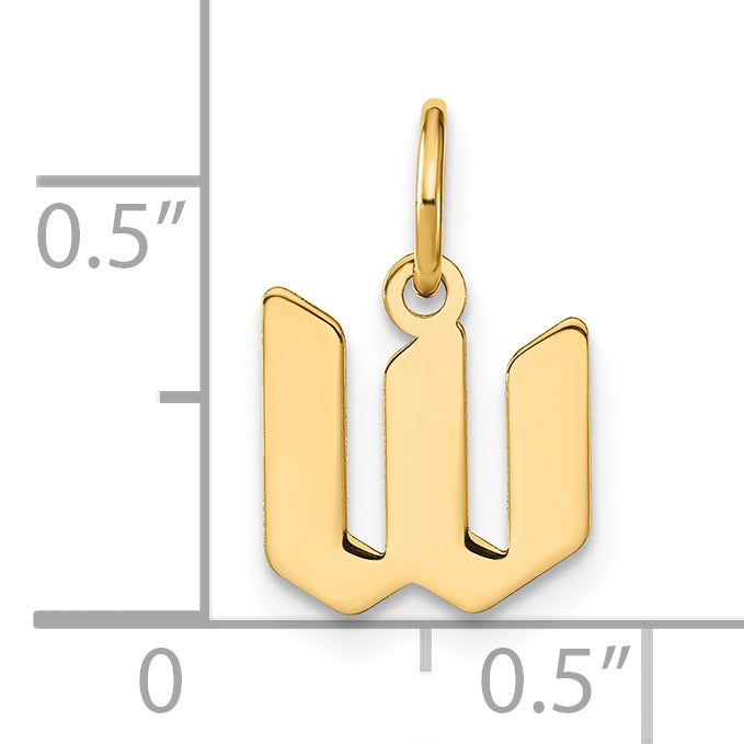 14k Yellow Gold 14ky Lowercase Letter W Initial Pendant