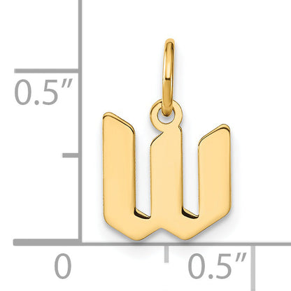 14k Yellow Gold 14ky Lowercase Letter W Initial Pendant