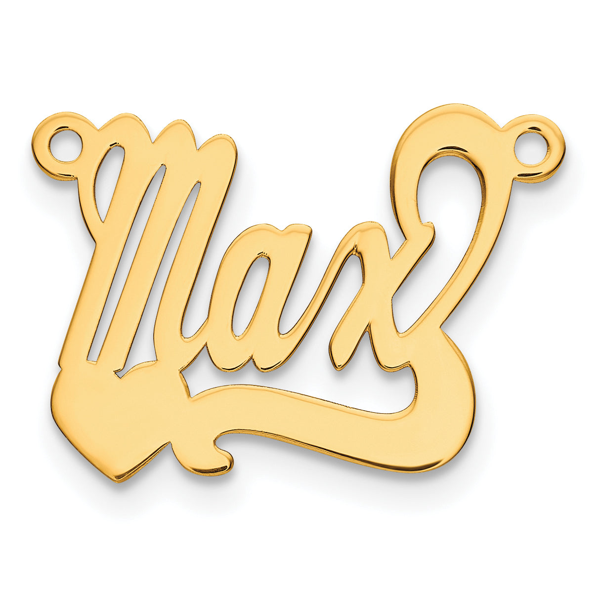 Gold Plated Sterling Silver/Gold Polished Heart Name Plate