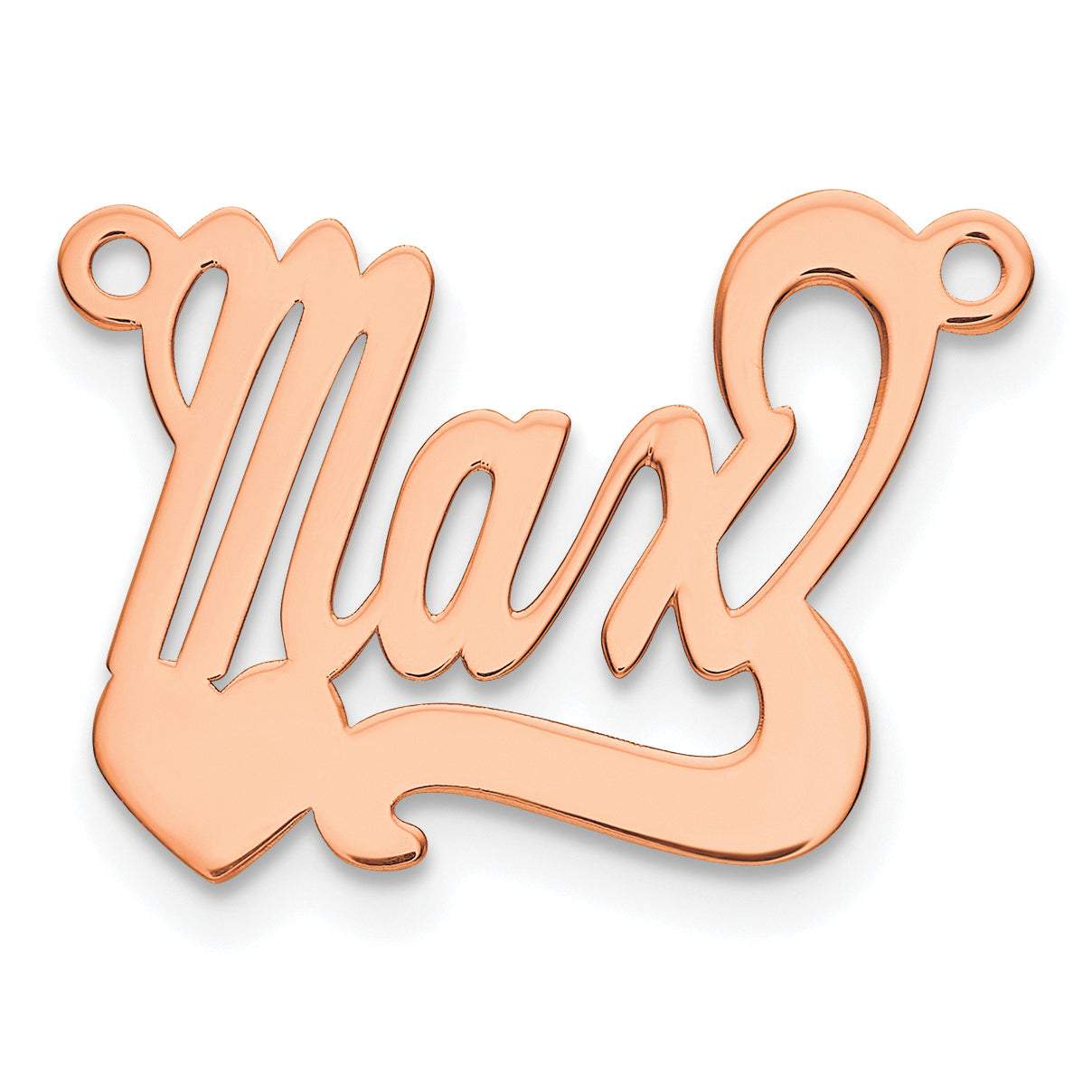 Rose Plated Sterling Silver/Rose Polished Heart Name Plate