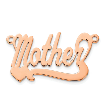 Rose Plated Sterling Silver/Rose Polished Heart Name Plate