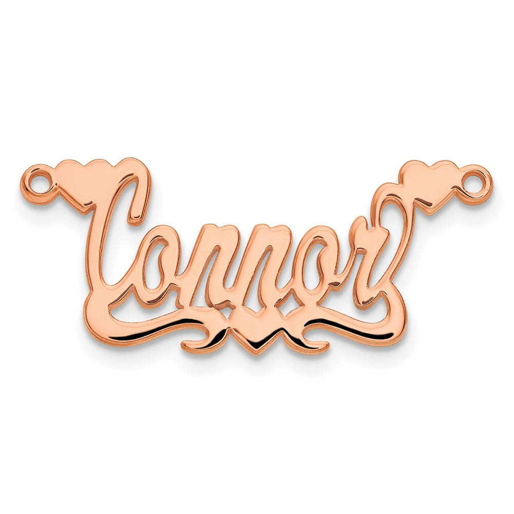 Rose Plated Sterling Silver/Rose Polished Hearts Name Plate