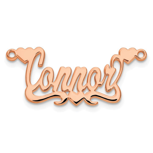 Rose Plated Sterling Silver/Rose Polished Hearts Name Plate