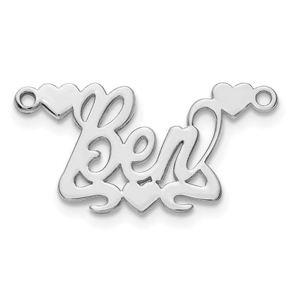 Sterling Silver Silver/Rhodium Plated Polished Hearts Name Plate