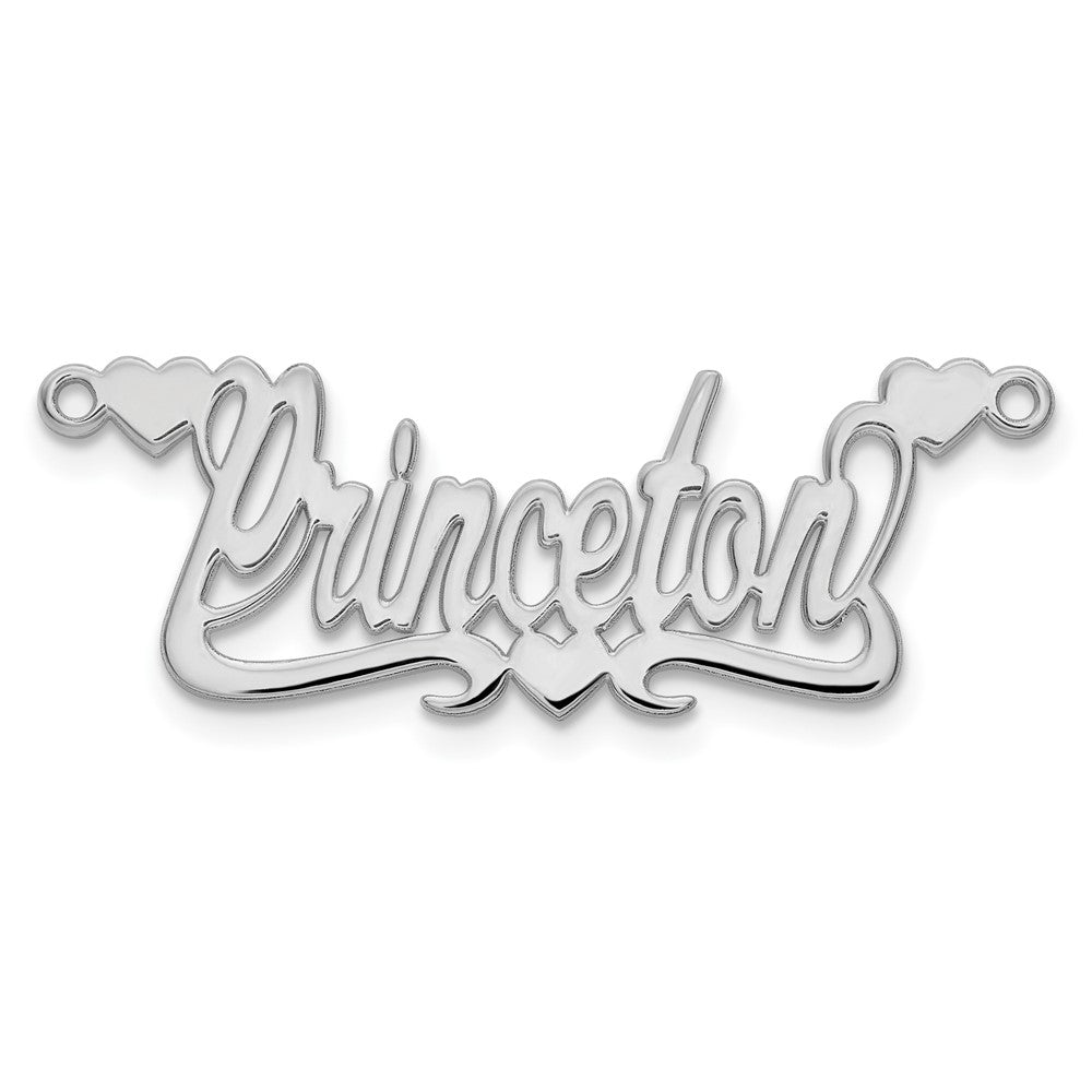 Sterling Silver Silver/Rhodium Plated Polished Hearts Name Plate