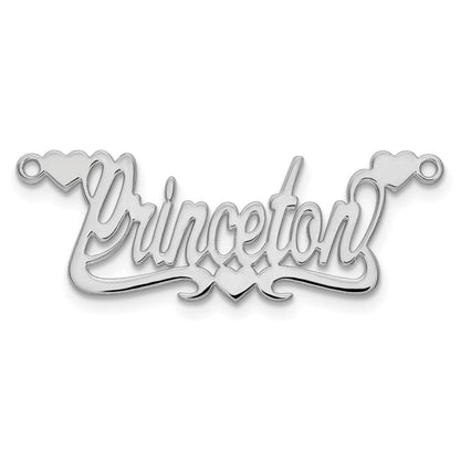 Sterling Silver Silver/Rhodium Plated Polished Hearts Name Plate