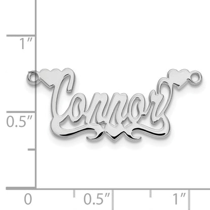 Sterling Silver Silver/Rhodium Plated Polished Hearts Name Plate