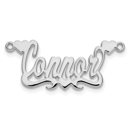 Sterling Silver Silver/Rhodium Plated Polished Hearts Name Plate