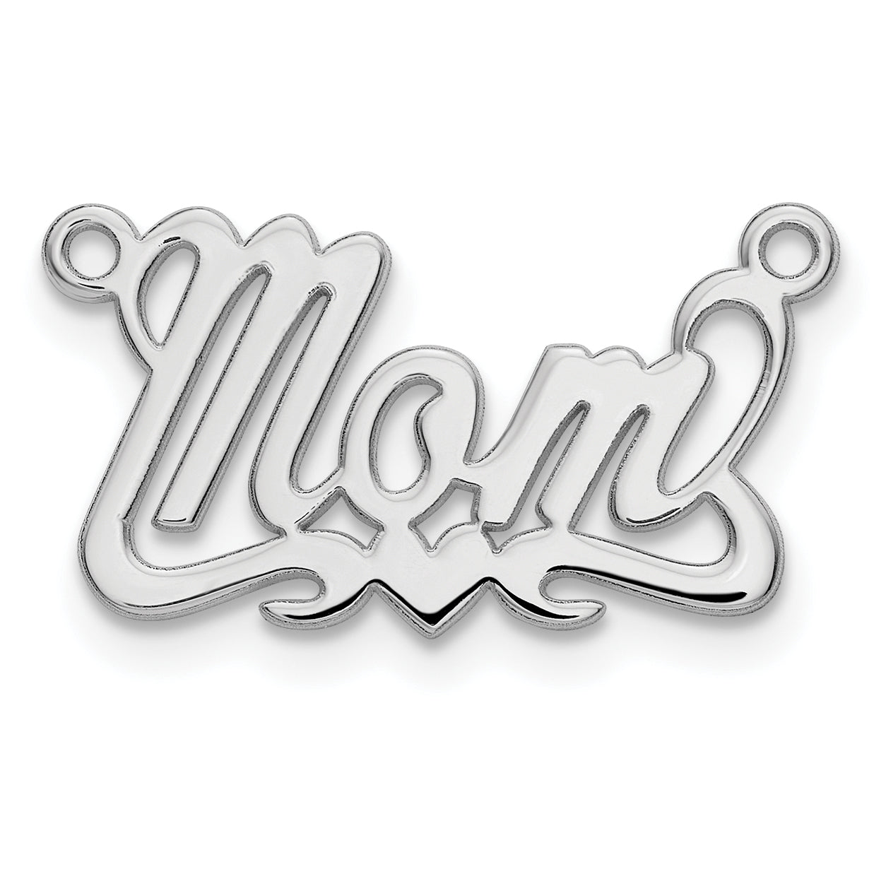 Sterling Silver Silver/Rhodium Plated Polished Heart Name Plate