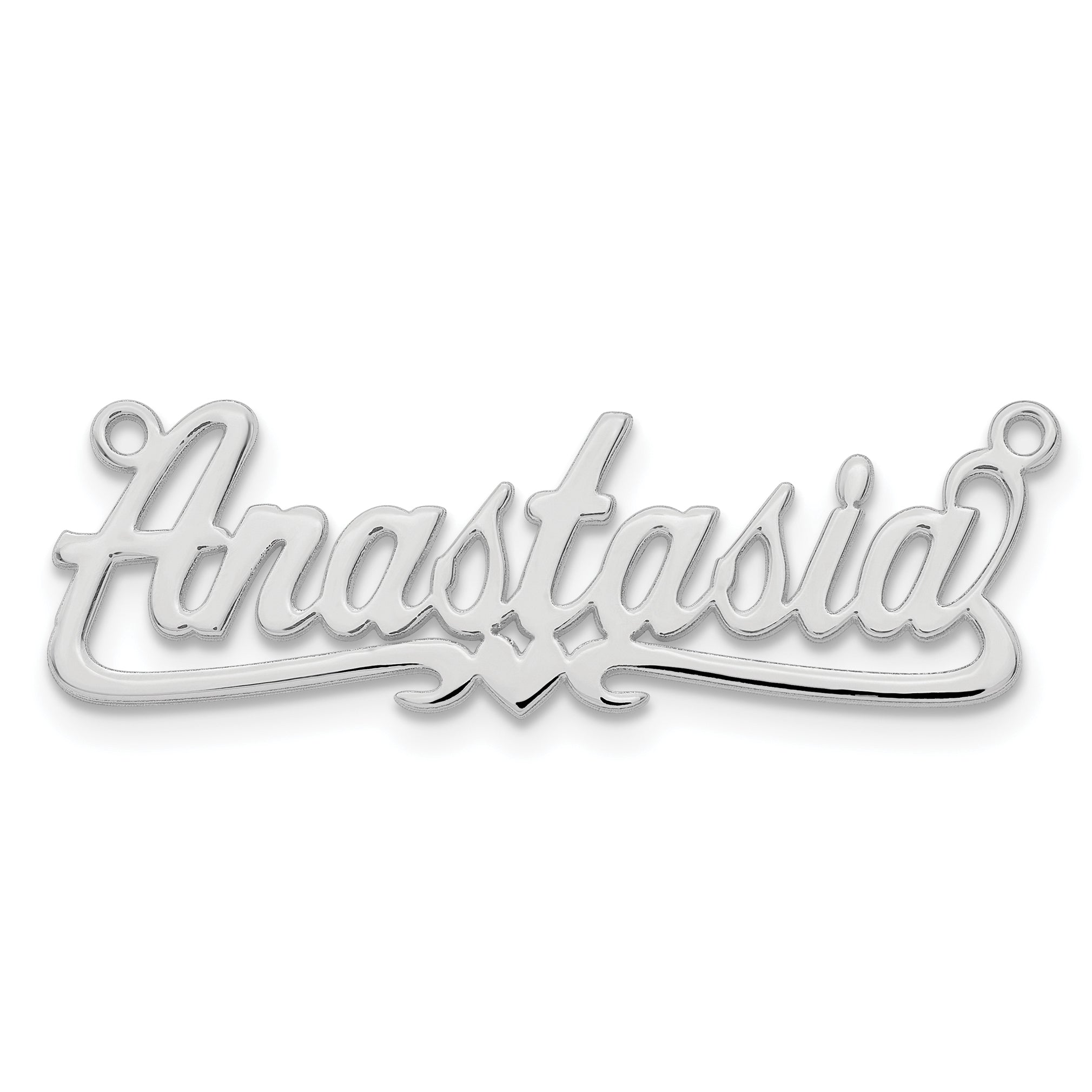 Sterling Silver Silver/Rhodium Plated Polished Heart Name Plate