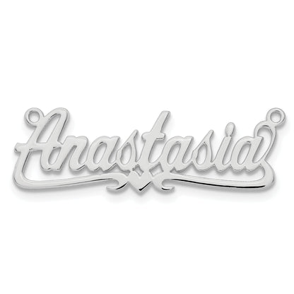 Sterling Silver Silver/Rhodium Plated Polished Heart Name Plate