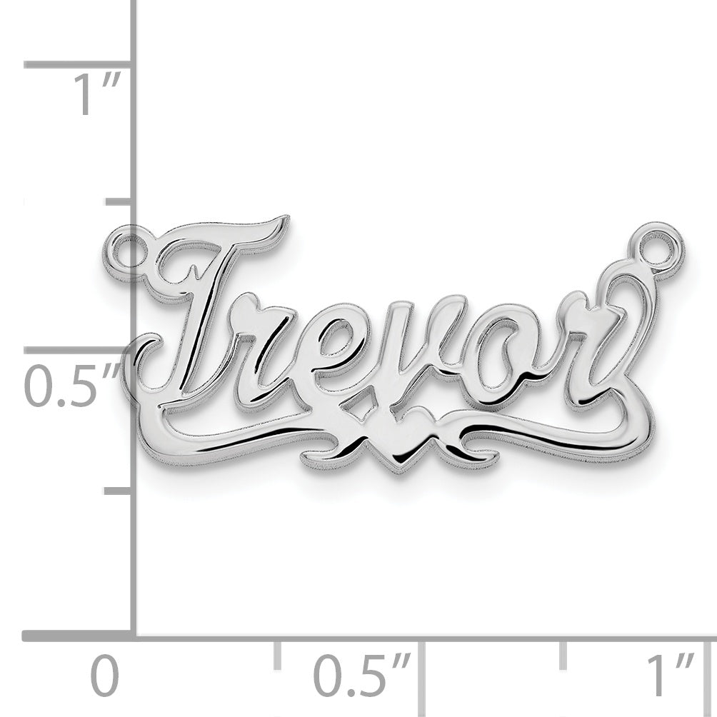 Sterling Silver Silver/Rhodium Plated Polished Heart Name Plate