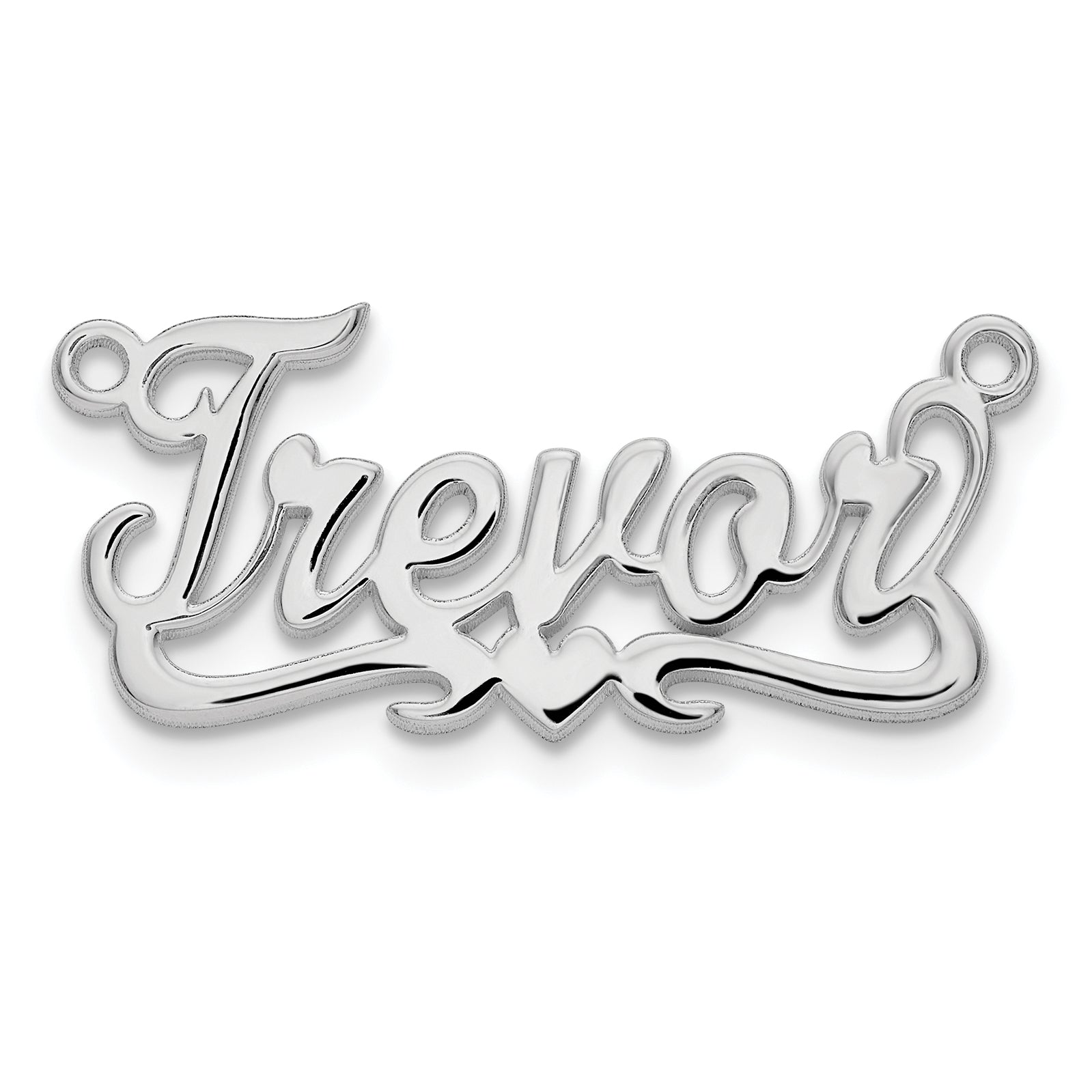 Sterling Silver Silver/Rhodium Plated Polished Heart Name Plate