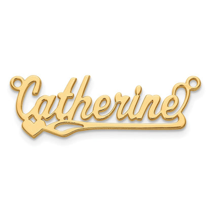 Gold Plated Sterling Silver/Gold Polished Heart Name Plate